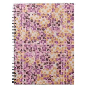 Caderno Espiral padrão uniforme de abstrato. Quadrados arredondado