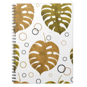Caderno Espiral Padrão uniforme de aquarela com tropicais exóticos