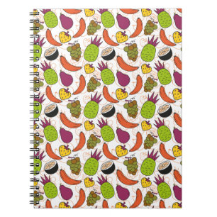 Caderno Espiral padrão uniforme de fruta   padrão da superfície