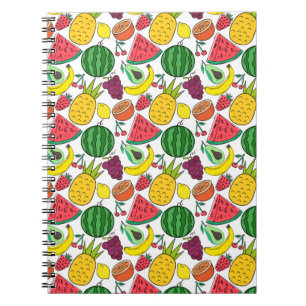 Caderno Espiral padrão uniforme de fruta padrão da superfície