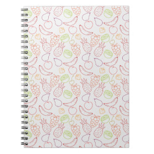 Caderno Espiral padrão uniforme de fruta   Padrão da superfície