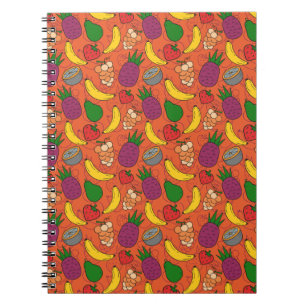 Caderno Espiral padrão uniforme de fruta   Padrão da superfície