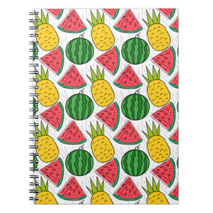 Caderno Espiral padrão uniforme de fruta   Padrão da superfície