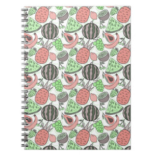 Caderno Espiral padrão uniforme de fruta padrão da superfície da