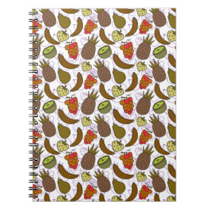 Caderno Espiral padrão uniforme de fruta   Padrão da superfície da