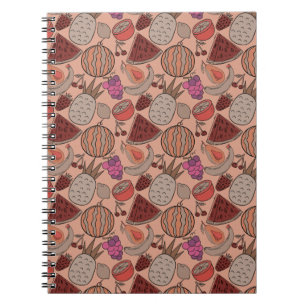 Caderno Espiral padrão uniforme de fruta padrão da superfície da