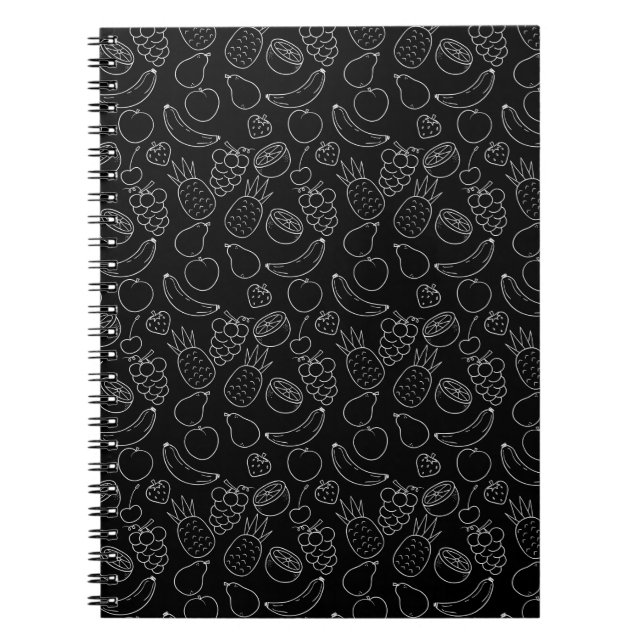 Caderno Espiral padrão uniforme de fruta | Padrão de superfície de (Frente)