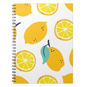 Caderno Espiral Padrão uniforme de frutas de limões