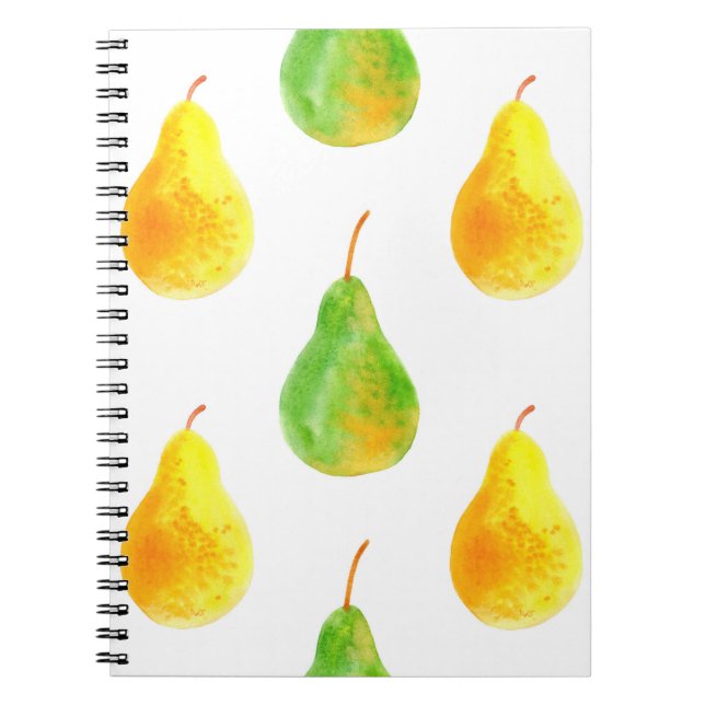 Caderno Espiral Padrão uniforme de frutas de Pear (Frente)