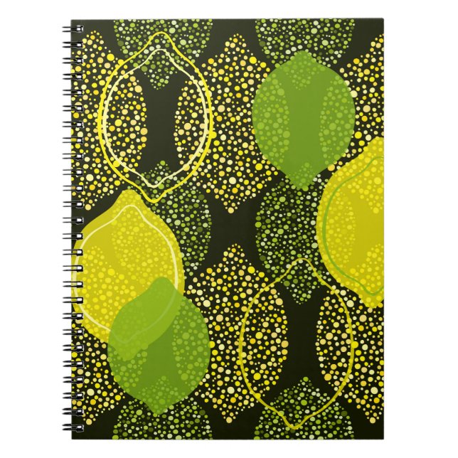 Caderno Espiral Padrão uniforme de limão e limão. (Frente)