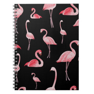 Caderno Espiral padrão uniforme de vintage flamingos de cuta a pr