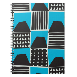 Caderno Espiral Padrão uniforme moderno com casas a preto e b
