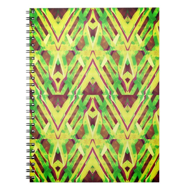 Caderno Espiral Padrão verde e castanho (Frente)