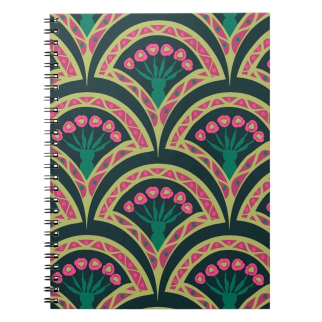 Caderno Espiral padrão verde em forma de shell (Frente)