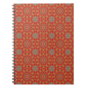 Caderno Espiral Padrão Vermelho com Acentos de Lilac e Dourado