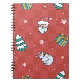 Caderno Espiral Padrão vermelho de natalismo minimalista