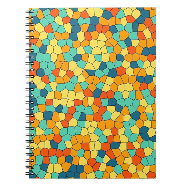 Caderno Espiral Padrão vibrante de mosaico (Frente)