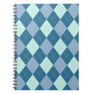 Caderno Espiral Padrão Vintage Argila Azul