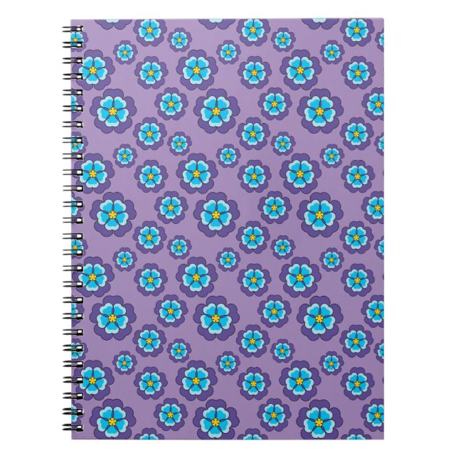 Caderno Espiral Padrão Violet Blue Flowers (Frente)