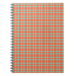 Caderno Espiral Padrão Xadrez Aquamarine Coral