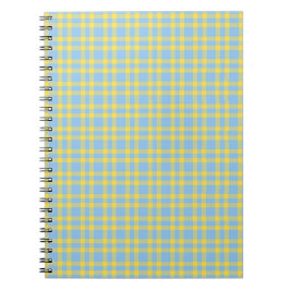 Caderno Espiral Padrão Xadrez Azul Amarelo