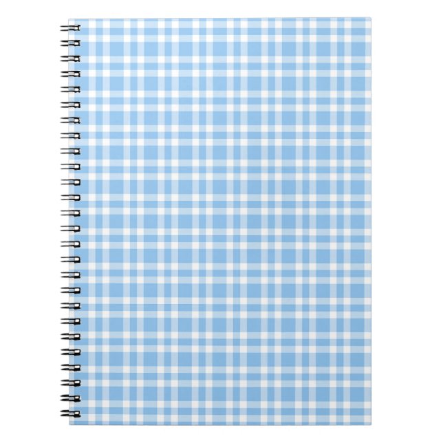 Caderno Espiral Padrão Xadrez Azul Branco (Frente)