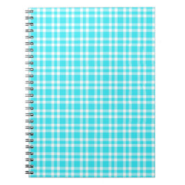 Caderno Espiral Padrão Xadrez Azul Branco