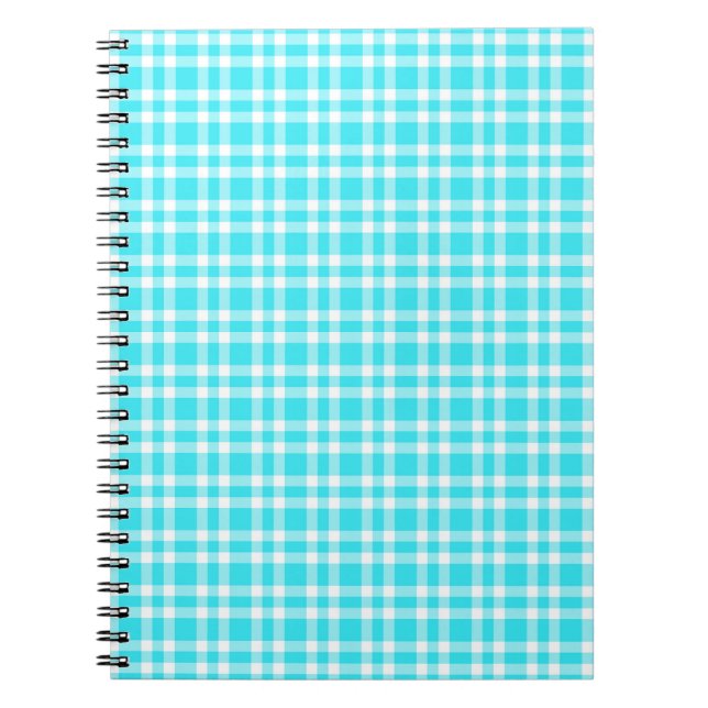 Caderno Espiral Padrão Xadrez Azul Branco (Frente)