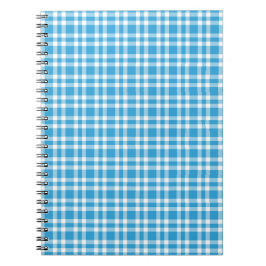 Caderno Espiral Padrão Xadrez Azul Branco