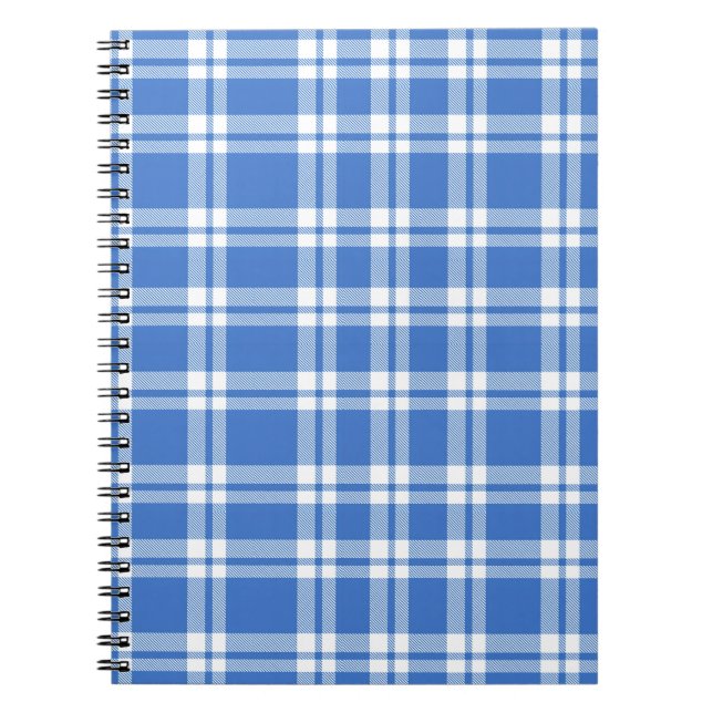 Caderno Espiral Padrão Xadrez Azul Ginga Retrô Fofo (Frente)