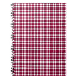 Caderno Espiral Padrão Xadrez Branco Burgundy