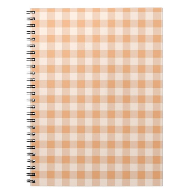 Caderno Espiral Padrão Xadrez Branco e Pêssego (Frente)