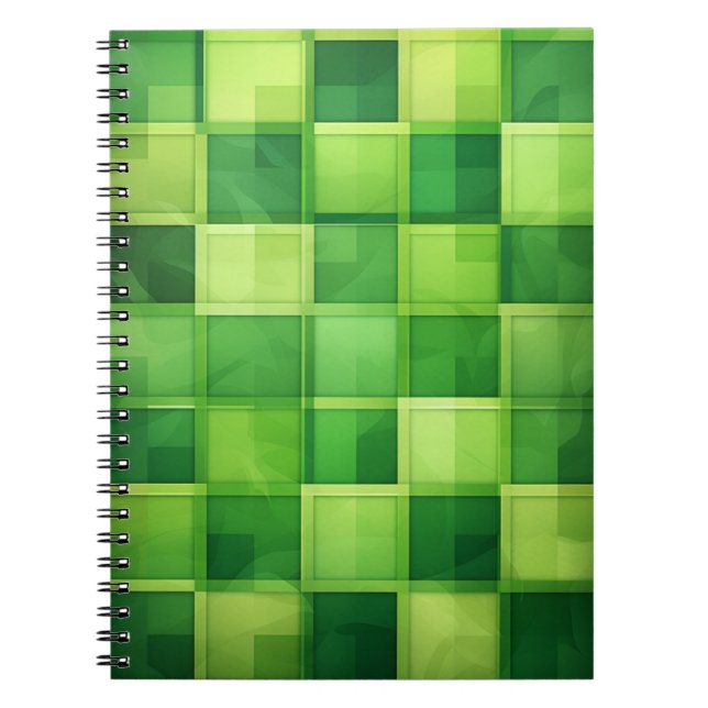 CADERNO ESPIRAL PADRÃO XADREZ CELTA IRLANDÊS TONS DE VERDE (Frente)