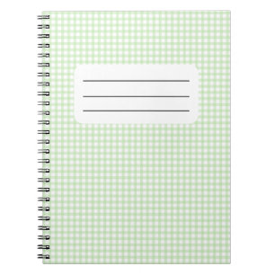 Caderno Espiral Padrão xadrez gingado verde fofo retrô