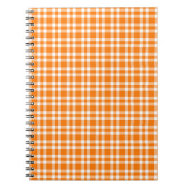 Caderno Espiral Padrão Xadrez Laranja Branco