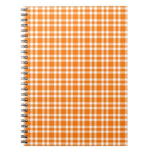Caderno Espiral Padrão Xadrez Laranja Branco (Frente)