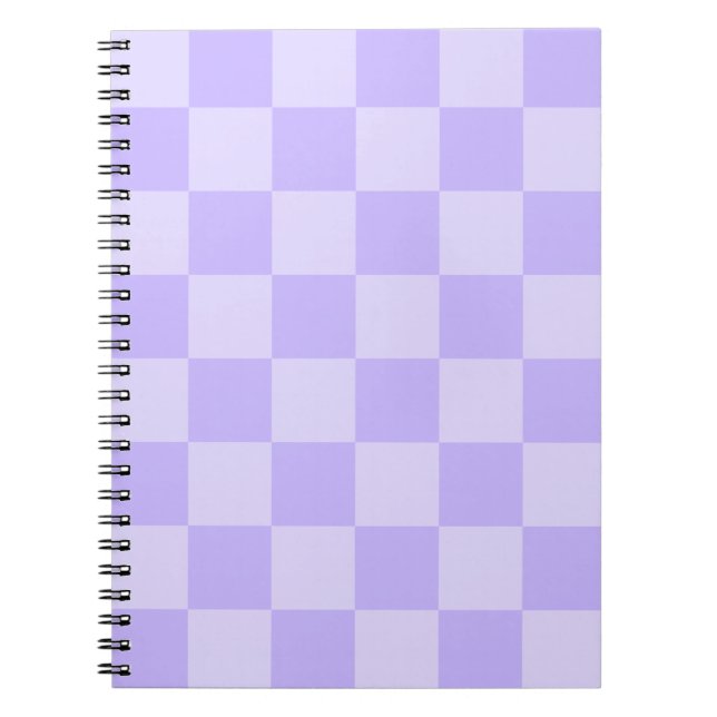 Caderno Espiral Padrão Xadrez Lavanda Monocromático (Frente)