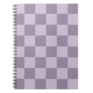 Caderno Espiral Padrão Xadrez Lavanda Suave Minimalista