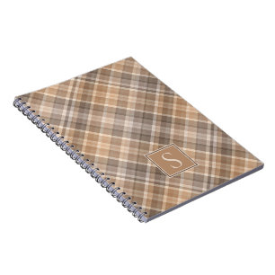 Caderno Espiral Padrão Xadrez Listra Gingham Neutro Rústico Person