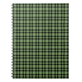 Caderno Espiral Padrão Xadrez Verde Preto