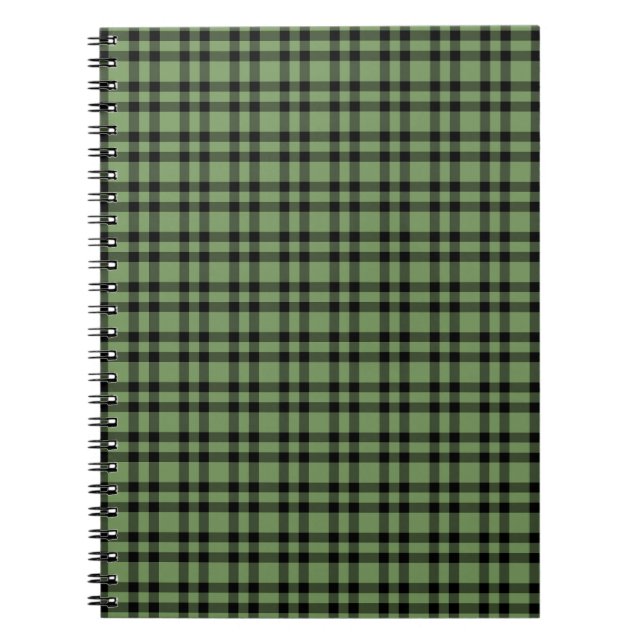 Caderno Espiral Padrão Xadrez Verde Preto (Frente)
