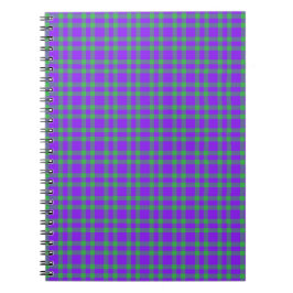 Caderno Espiral Padrão Xadrez Verde Roxo