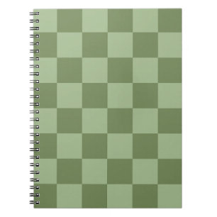 Caderno Espiral Padrão Xadrez Verde Sage Minimalista