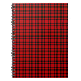 Caderno Espiral Padrão Xadrez Vermelho Preto