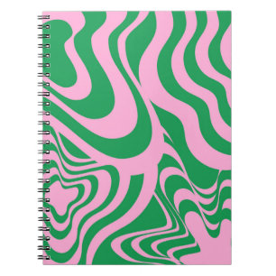 Caderno Espiral Padrão Y2K Colorido do Groovy Retro