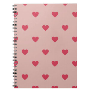Caderno Espiral Padrão Y2K Retro Coração Cor-de-Rosa com Fundo Ros