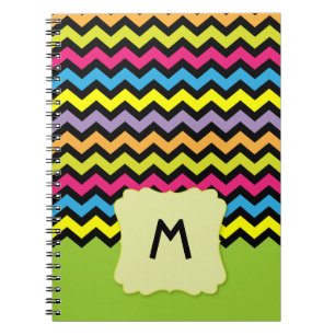 Caderno Espiral Padrão Ziguezague Colorido Adicionar Nome