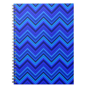 Caderno Espiral Padrão zigzag de faixas azuis