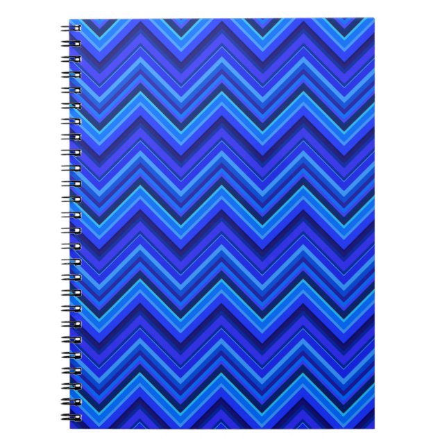 Caderno Espiral Padrão zigzag de faixas azuis (Frente)