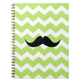 Caderno Espiral Padrão zigzag verde bigode preto